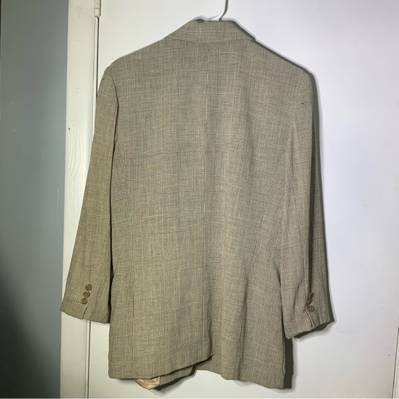 Ellen Tracy Brown Plaid Blazer Sz 8 Wool, Linen Gorgeous! - Picture 2 of 11